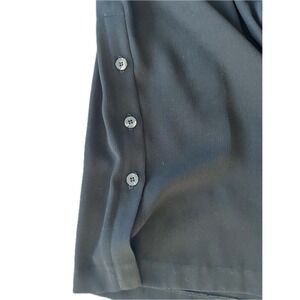 Vintage 80s Black Pencil Skirt Side Button Detail Sz M Timeless Chic Retro Cool